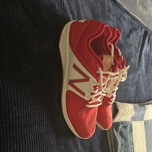 New Balance Red and White Athletic Shoes
